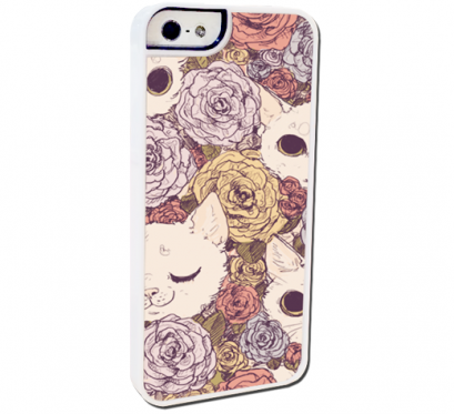 เคสไอโฟน 5-5s Plastic Cats&amp;flower